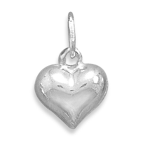 New Sterling Silver 12mm Puffed Heart Charm - £11.91 GBP