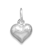 New Sterling Silver 12mm Puffed Heart Charm - £11.85 GBP
