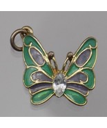 Vintage Enamel and Rhinestone Butterfly Charm Bug Insect - £11.37 GBP