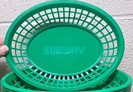 SUBWAY Green Plastic Picnic Serving Tray Reusable Fast Food Basket - NEW... - $75.41 CAD