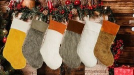 Family Christmas Stockings Set of 5 Large Beautiful Faux Fur Family Plush NEW - £27.02 GBP