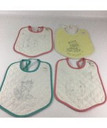 Vintage Quilted Baby Bibs Lot Pat A Cake Bear Peek A Boo Cat Milk Baby New - $20.74