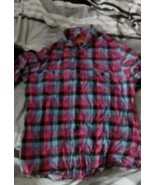 Check Gingham Mod Teddy Boy Vintage Short Sleeve Purple Blue Black Shirt... - $10.00