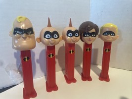 Lot of 5 Incredibles Pez Dispensers Mr. &amp; Mrs. Incredibles, Flash, (2)Jack Jack - £8.92 GBP