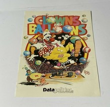 Datasoft Clowns And Balloons Game Program Instructions - £6.17 GBP