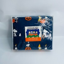 Berkshire Peanuts Halloween Snoopy Woodstock Magic Pumpkin Blue Full Sheet Set - £38.83 GBP