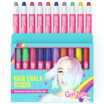 Girlzone Hair Chalks Set, 10-Piece Temporary Hair Chalk for Kids, Easy to Apply  - £20.31 GBP