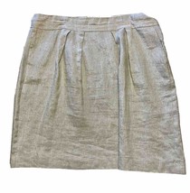 Talbots 18 LINEN/METALLIC Straight Pleated Skirt Beige KNEE-LENGTH Holiday New - £23.53 GBP