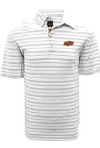 NCAA Oklahoma State Cowboys Deion Banner Stripe Short Sleeve Polo Mens S White - $19.40