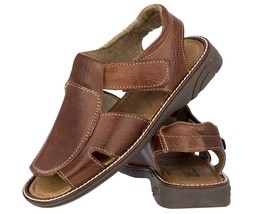 Mens Cognac Real Leather Fisherman Sandals Authentic Mexican Huaraches - £31.30 GBP