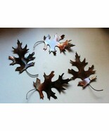 Metal Oak Leaves (4 Pieces, Curved) - Metal Art - Copper 5&quot; - $28.48