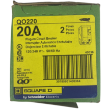 NOS OEM Square D by Schneider QO220 20 Amp Plug On 2-Pole Circuit Breaker - $27.71