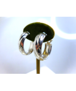 Milor Bronze Italy White Gold Overlay Oval Hoop Omega Back Earrings - $18.76