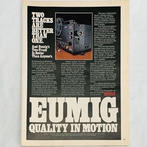 Vintage 1978 Eumig 910 Super 8 Projector Print Ad Two Tracks Are Better ... - $6.62