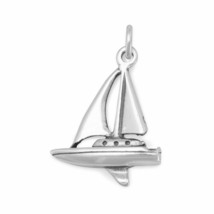 3D Sailboat Charm Bracelet Piece Graduated Men Women&#39;s Holiday Gift 14K White GP - £26.35 GBP