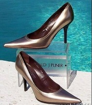 Donald Pliner Couture Beige Mirror Metallic Leather Shoe New Pump 5.5 $275 NIB - £87.92 GBP