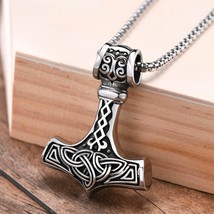 Vnox Vintage Men Norse Viking Necklaces,Rock Punk Retro Thor Mjolnir Hammer Pend - £14.06 GBP