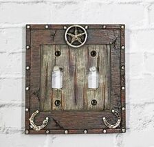 Set Of 2 Rustic Western Star Lucky Horseshoes Double Toggle Switch Plate... - $24.99
