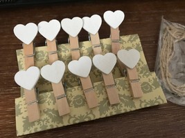 30pcs White Heart Wooden Clip,Pin Clothespin,Paper Clip,Wedding Favor Decoration - £3.08 GBP