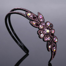 Women&#39;s Crystal Flower Headband Hairband Rhinestone Hair Band Hoop Acces... - £11.08 GBP