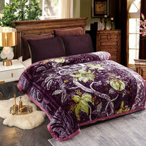 Purple - 76 x 85&quot; 6lb Raschel Blanket Polyester Double-layer Blanket Printed - £70.71 GBP