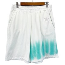 Messy Bun Just Chillin&#39; Womens L Fleece Shorts White Teal Tie Dye Pull O... - £11.58 GBP