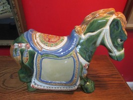 Chinese Terracota Ceramic Glossy Horse Sculpture Figurine Decorated 14X18 X 10 - £198.45 GBP
