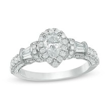 2.2 Ct Pear Cut Diamond Wedding Engagement Ring Solid 14K White Gold Over Ladies - £63.98 GBP