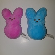 2 Peeps Easter Bunny Plush Lot Easter Basket 5&quot; Pink Blue Stuffed Animal Toys - £8.68 GBP