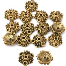 Bali Hex Bead Caps Antique Gold Plated 10.5mm 15 Grams 15Pcs Approx. - $6.76