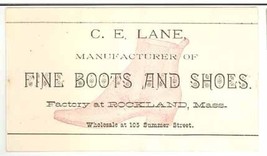 Lane Rockland MA boots shoes trade card Victorian antique ephemera accessories - £11.25 GBP