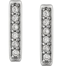 1/10CT Rotondo Vero Diamante Mini BAR Bottone Orecchini 14K Oro Bianco Argento - £158.33 GBP