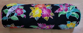 New Handpainted Batik Tropical Flowers Hibiscus Cotton Bolster Pillow Cover Bali - £24.66 GBP