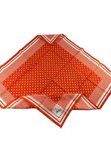 Vintage John Weitz Orange White Polka Dot Checkerboard Scarf Italy 26.5&quot;... - $18.81