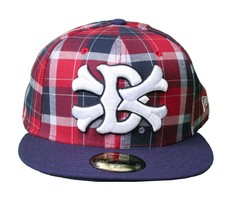 Dissizit Dx11 Bones Navy Red Plaid New Era 59FIFTY Fitted Baseball Hat Cap NWT - £16.56 GBP