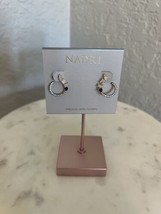 NADRI Encore Mixed Shape CZ Front-Facing Hoop Earrings, Blue/Gold, NWT - £47.59 GBP