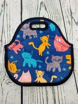 Cats Flowers Pattern Neoprene Lunch Bag Tote Reusable Insulated School P... - $23.75