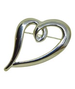 Heart Brooch Open Work Statement 2.5&quot; L X 1.5 W Silver Tone Gorgeous! - £6.62 GBP