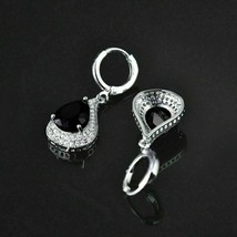 4.1Ct Pear Cut Black Diamond Gorgeous Drop/Dangle Earrings 14K White Gold Finish - £89.42 GBP
