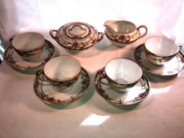 Victoria CzechoslovakiaTea Set 4 Cups And Saucers Creamer Sugar  With Lid - £31.96 GBP