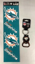 MIAMI DOLPHINS NFL QUAD DECAL AND BOTTLE OPENER KEYCHAIN BY RICO FREE SHIP - £4.70 GBP