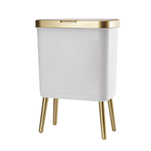 Bathroom Trash Can with Lid, Plastic Garbage Can with Lid, 4 Gal Gold - £40.65 GBP