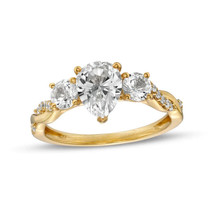 2 Ct Pear Cut Lab-Created Diamond Wedding Engagement Ring Solid 14K Yellow Gold - £265.77 GBP