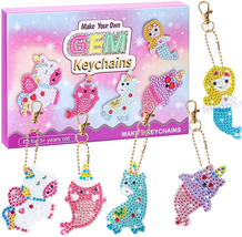 Arts and Crafts for Kids Ages 8-12 - Diamond Painting Kits - Gem Art Keychains P - £10.86 GBP