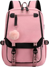 Pink Backpack with USB Port for School. Students Laptop Rucksack/bag -SellerFun - £13.36 GBP