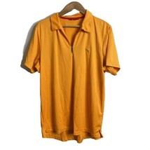 Puma Mens Polo Shirt 1/4 Zip Size L Orange Golf Tennis USP Pullover Logo Graphic - £6.19 GBP