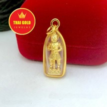 Thao Wessuwan Pendant With Hanger Amulet Buddha 18K Thai Yellow Gold Plated Men - £28.76 GBP