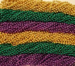 12 Purple Green Gold Mardi Gras Beads Necklaces Party Favors 1 dozen Lot - $3.79