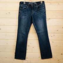 American Eagle True Boot Stretch Jeans 6 Reg Low Rise Medium Wash Distre... - £15.73 GBP