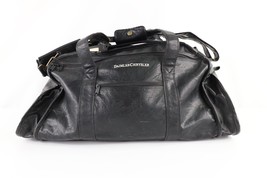 Vtg 90s Daimler Chrysler Distressed Spell Out Handled Leather Duffel Bag... - $98.95